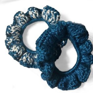 HANDMADE. Blue scrunchie set! *SET OF TWO*
